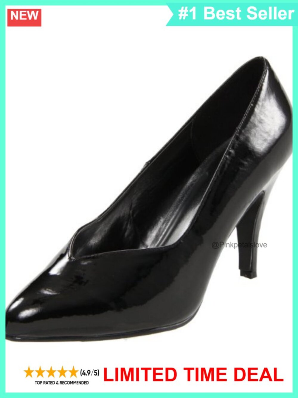 Women's 4 Inch Heel Pump Court Shoe Sleek V-Shape High Quality PU